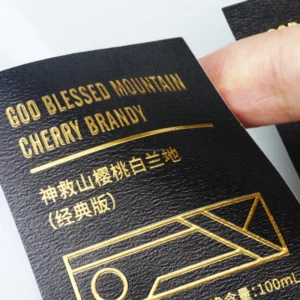 Double-Sided Printed Metal Bottle Label Embossed Gold Foil Whisky Perfume Brandy