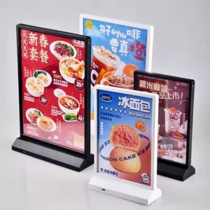 Double-Sided Rectangular LED Light Box Desktop Rechargeable Menu Poster Frame