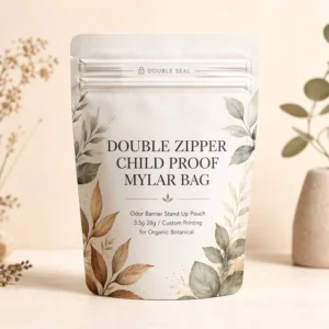 Double-Zipper Child-Proof Mylar Stand-Up Pouch, Smell-Proof, 3.5g 28g, Custom Printing for Botanical Herbs