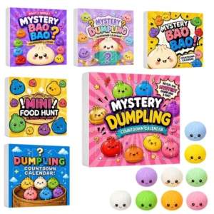 Dumpling Squishy Toy Set TPR Stress Relieving Fidget Nine-square Mystery Countdown Calendar Blind Box Graduation Wedding