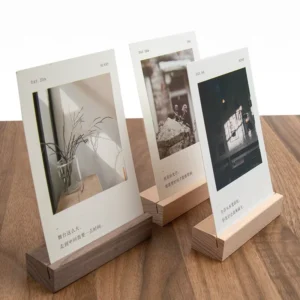 Durable Wooden Desk Calendar Stand and Cardstock Holder for Office Desk Home Decor Retail Reception or Photo Display Led Light