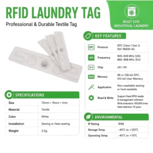 EPC Gen2 UHF RFID Waterproof Heat-Resistant Fabric Woven Textile Laundry Tags for Hotel Coin Washing