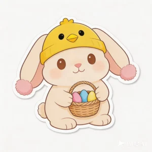 Easter Rabbit Paper Wall Stickers Waterproof Cute Bunny Decals Customized Color Size Digital Printing Laptops Holiday Easter