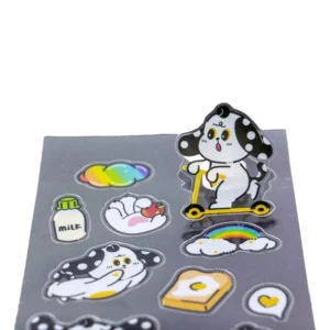 Easy Peel UV-Resistant Waterproof Durable White Vinyl PVC Self-Adhesive Die-Cut Custom Cartoon Stickers
