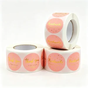 Eco-Friendly 1 Inch Adhesive Thank You Stickers for Decorating