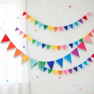 Eco-Friendly Biodegradable Multicolor Card Stock Paper Pennant Banner, Triangle Bunting Garland for Events and Festivals