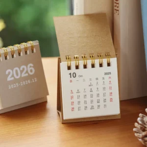 Eco-Friendly Compostable Paper Calendar with Natural Kraft Texture and Annual Planner