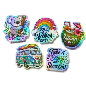 Eco-Friendly Decorative Waterproof Scratch-Resistant Reflective Holographic Die-Cut Cartoon Vinyl Stickers
