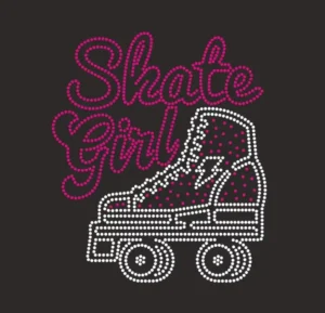 Eco-Friendly Nickel-Free Factory Direct Heat Transfer Rhinestone Prints for T-Shirts Ice Skating Cartoon