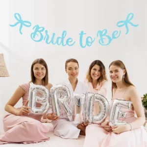 Eco Friendly Paper Banner Light Blue Glitter 1 Piece for Bachelorette Bridal Shower Wedding Parties