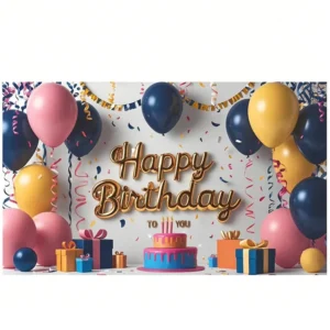 Eco-Friendly Paper Birthday Banner and Black Gold Party Backdrop