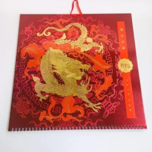 Eco-Friendly Paper Printed Wall Calendar with Clock Feature, Custom Size, Full Color, Wire-O Binding