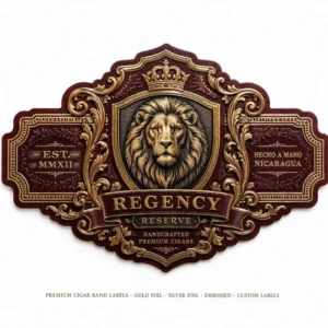 Eco-Friendly Paper and Vinyl Cigar Labels, Scratch-Off, Gold Foil Embossed, Custom Shapes