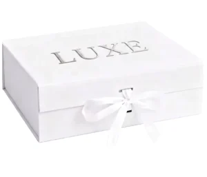 Eco-Friendly Recyclable Art Paper Rigid Gift Box with Flip Cover Magnetic Closure and Ribbon