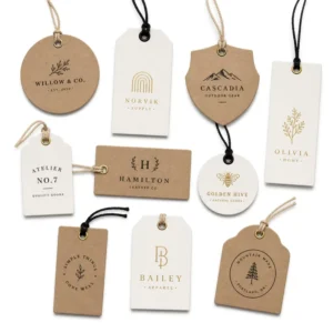 Eco-Friendly Square Recycled Paper Swing Tags with String, Silk Screen Printed, Matte Finish, for Bags, Garments, and Shoes