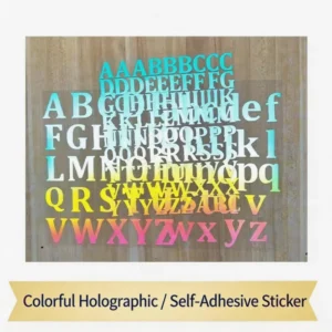 Eco Friendly Waterproof Metallic Glitter Colorful Holographic Letters Pattern UV PVC Vinyl Adhesive Stickers for Festival Art
