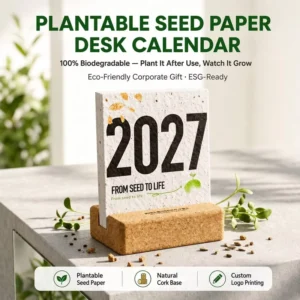 Eco friendly Customized Seed Paper Desk Calendar for Business High Germination Rate Seed Paper Biodegradable Desktop Calendar