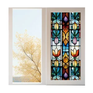 Eco friendly Udk Printing PVC Self Adhesive Scratch Resistant Modern Stained Glass Sticker Decorative Heat Film