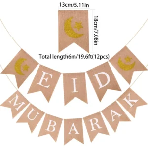Eid Mubarak Moon and Star Printed Banner