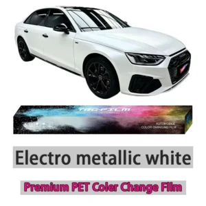 Electro-optic Metallic Wrap White 1.52 X 18m Exterior Decorative Vinyl Film Self-adhesive Car Sticker