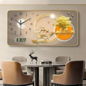 Electronic Perpetual Calendar Wall Clock for Living Room Decor