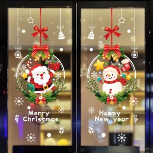 Electrostatic Christmas Window Clings Static Window Stickers for Glass Double Side Reusable Home Decoration Removable Decals