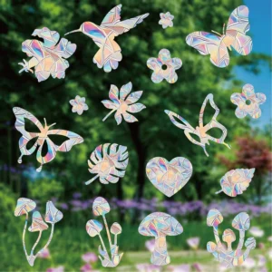 Electrostatic Glass Vinyl Custom Shape Decoration Transparent Holographic Window Sticker Durable Waterproof Reusable