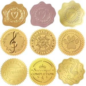 Embossed Gold Foil Stickers, Die-Cut Certificate Seals with Custom Logo Printing