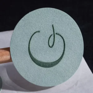 Embossed Trademark Hot Stamping Concave Convex Light Green Self-Adhesive Custom Label Sticker