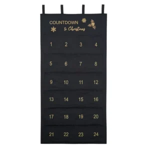 Embroidered Christmas Advent Calendar 24 Days Countdown Hanging Wall Decoration with Pockets Christmas Holiday Decor