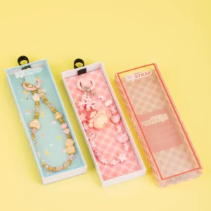 Empty PS Packaging Box with Clear Window and Hang Hole for Beaded Phone Straps, Keychains, Charms, and Gift Display