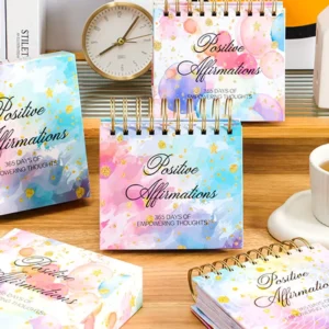 English Paper Desk Calendar, 365-Day Perpetual Calendar for Desktop