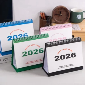 English Paper Desktop Calendar for Photo Frames, Punch-Card Design