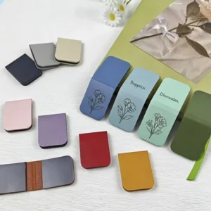 Engraved Leather Magnetic Reusable Bookmark
