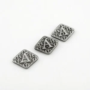 Engraved Metal Tag Labels 3D Folded Logo Tags for Clothing Shoes Bags Machine-Compatible Metal Plate