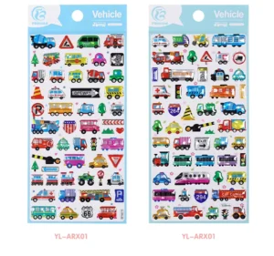 Epoxy Resin Vinyl Gel Stickers, 3D Car, Fire Truck, and Taxi Designs, Promotional Gifts, Custom Printing