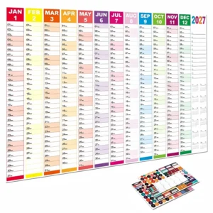 Erasable Large Wet and Dry Erase Laminated 12-Month Planner, Reversible Horizontal and Vertical Wall Calendar