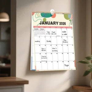 European American Style Paper Wall Calendar English Version Creative Calendar Cross border Calendar 370x295mm