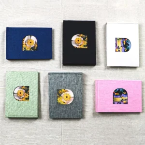 Fabric Linen Hardcover 4×6 Inch 36/50 Photo Mini Album with Arched Window
