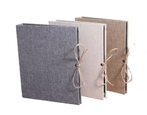 Fabric Linen Hardcover Ring Binder with Removable Black Pages DIY Scrapbook Album