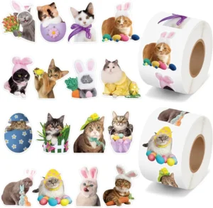 Factory 16 Designs Fun cat Paper Stickers Easter Party Envelope Gift Self Adhesive Stickers