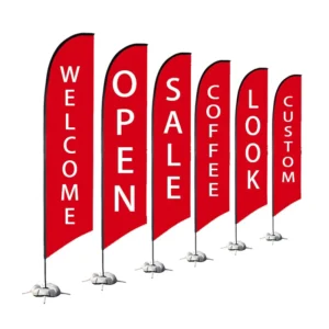 Factory Advertising Teardrop Feather Flag Custom Beach Flag Banner with Pole Base Spike Stand
