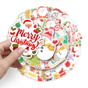 Factory Christmas Waterproof Die-Cut Cartoon Vinyl Packaging Labels for DIY Party Gift Decoration
