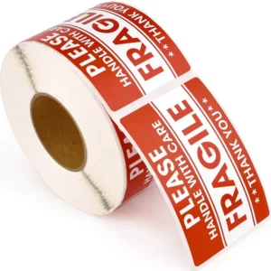 Factory Custom 3×2 Inch UV Adhesive Thermal Plastic Shipping Labels Red Fragile Supermarket Pillow Barcode