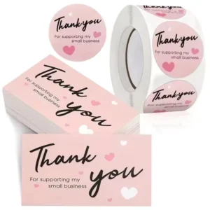 Factory Custom Free Design Logo Black Thank You Card for Small Business Gift Decoration