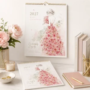 Factory Custom Hanging Calendar With Matte-Laminated Pages And Flower Style For Office Use