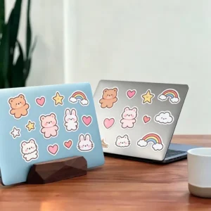Factory Custom Holographic Glitter Cartoon Die Cut Waterproof Vinyl Decorative Sticker for Laptop Gift