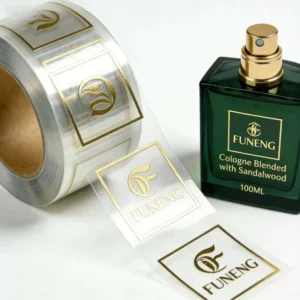 Factory Custom Perfume Labels, Waterproof, Alcohol-Resistant, Gold Foil, Clear Vinyl Stickers