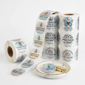 Factory Custom Silver Holographic Sticker Label Round Die Cut Vinyl Sticker Logo Printing for Product Packaging Promotion