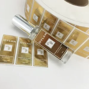 Factory Custom Waterproof Adhesive Perfume and Cosmetic Bottle Vinyl Labels with Logo and Gold Foil Stamping